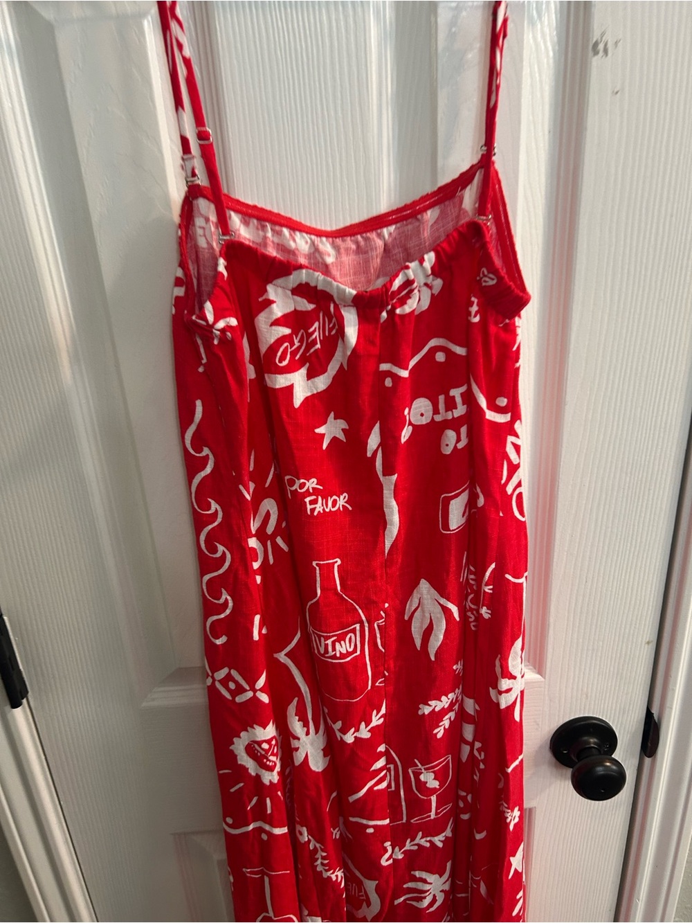 Paper heart by Anthropologie red white wine sleeveless linen blend dress Large - Picture 6 of 9